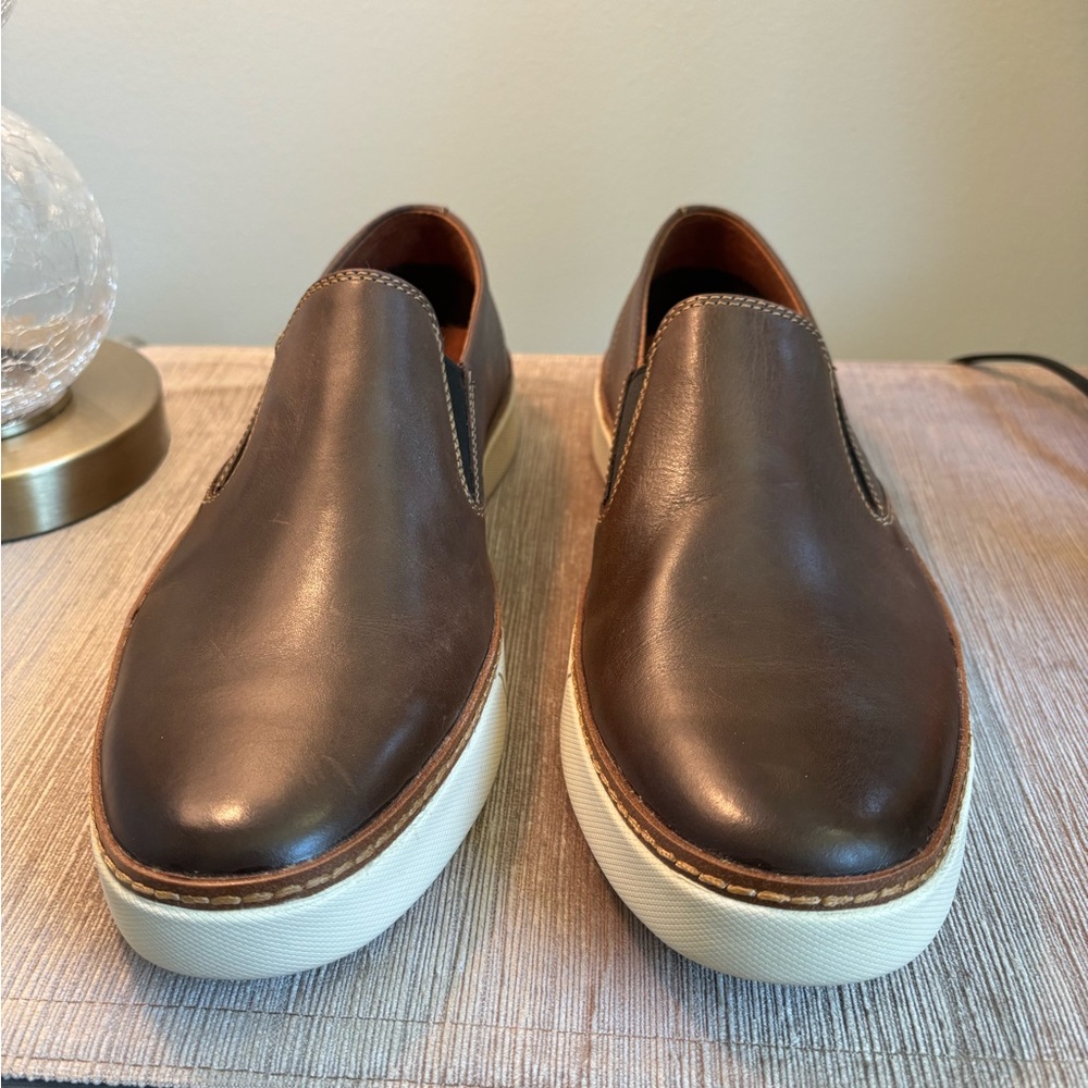 Sperry Top-Sider men's brown leather slip-on shoes Sz 10